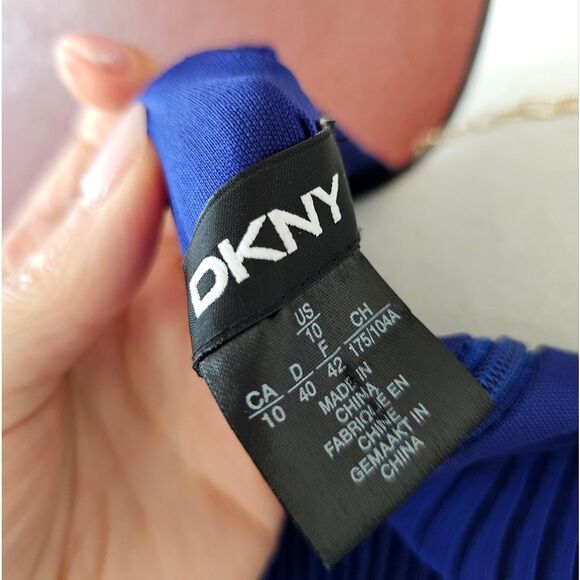 Dkny Blue Sheath Dress with Long Bishop Sleeves for Wedding Guest - Picture 6 of 10